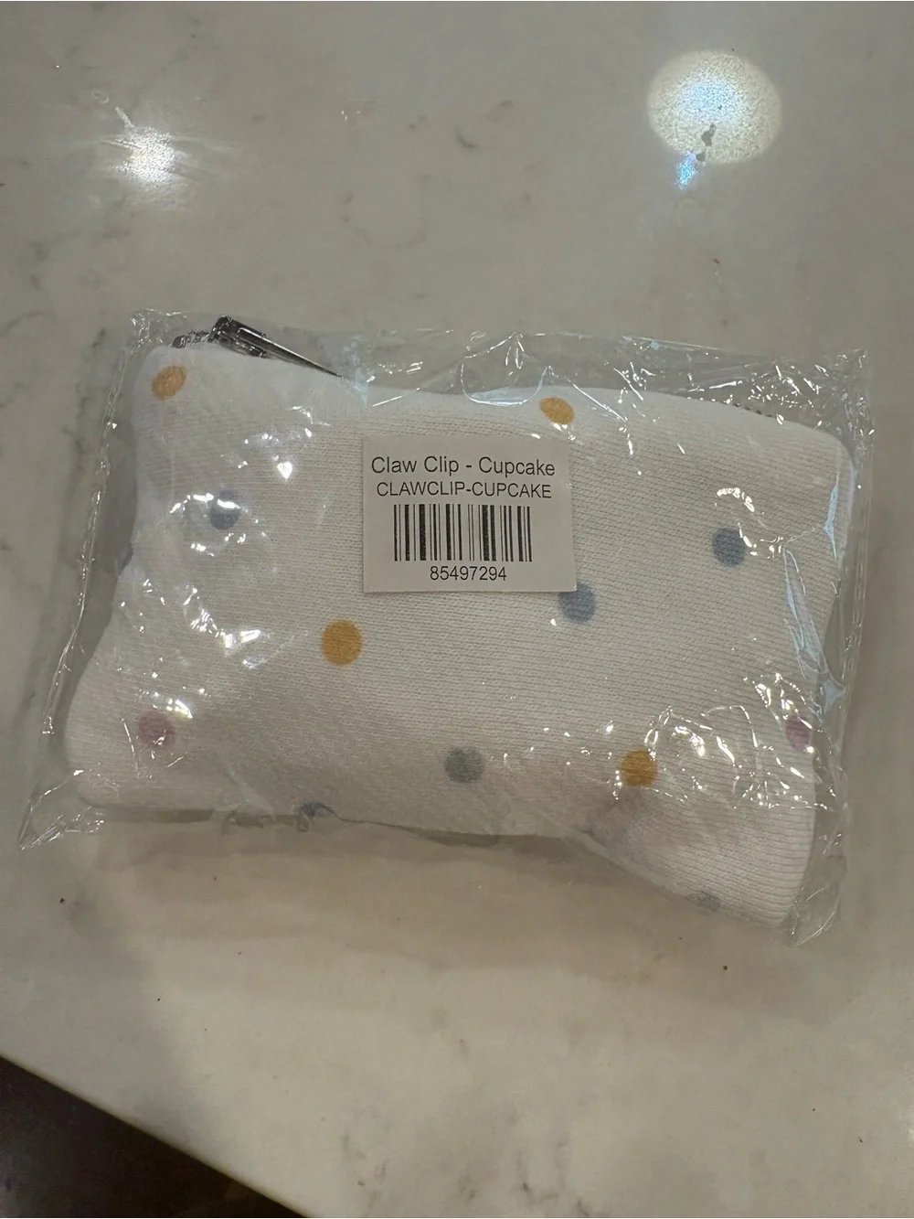 NWT PARKE Claw Clip Cupcake Beige & Light Blue